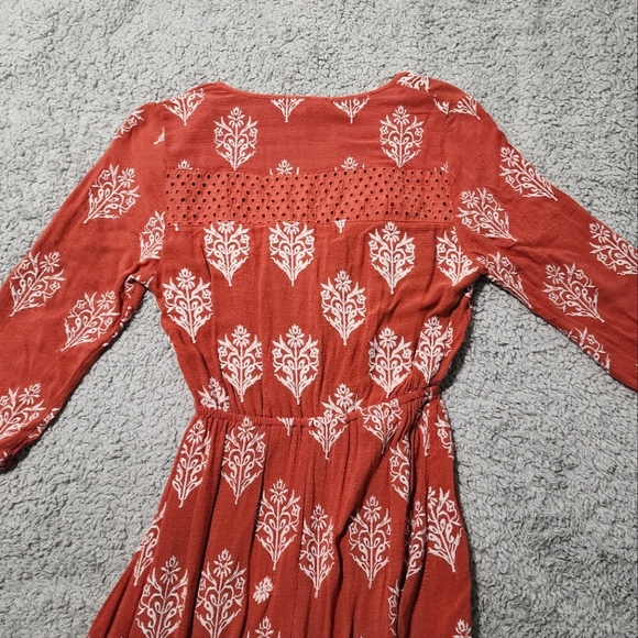 Orange Bohemian Asymmetrical Dress - Picture 7 of 8